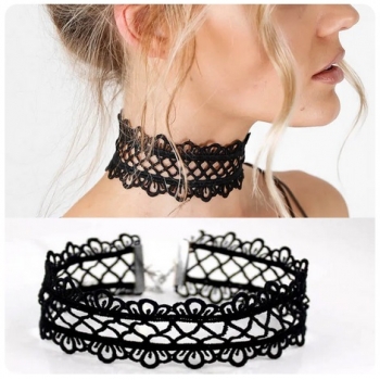 Naszyjnik N023 czarna koronka, choker