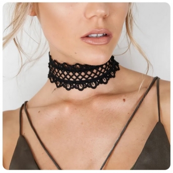 Naszyjnik N023 czarna koronka, choker